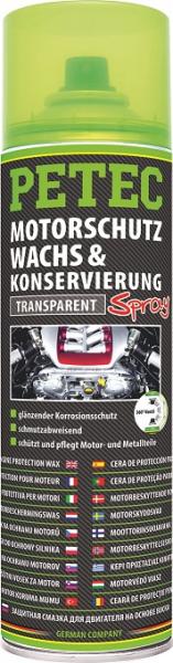 PETEC Motorschutz Wachs&Konservierung Transparent Spray 500ml Ds.